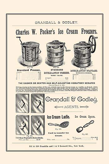 Freezers de la crème glacée charles w. packer-imprimé publicitaire, H 42 po x l 28 po x P 1,5 po