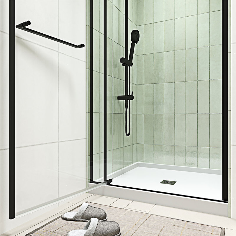 Left And Right Opening Universal Pivot Shower Door, Matte Black
