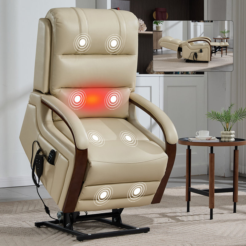 Fauteuil inclinable électrique Power Leatheraire, Beige