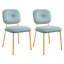 Ensemble de 2 chaises d'appoint Modern, rembourrées beiges et vertes avec pieds en métal-1889571930