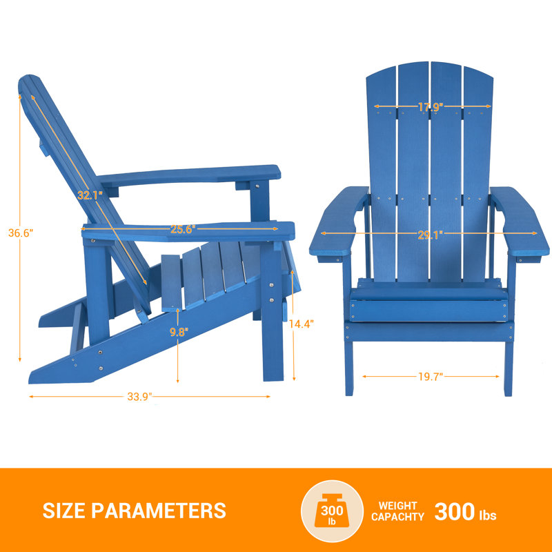 Bucareli Ergonomics Plastic Adirondack Chair, Navy Blue