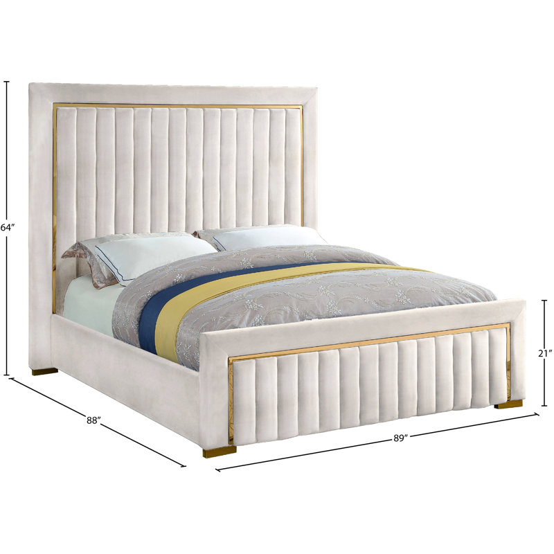 Lit-bateau tapissier Dolce, Très grand, Velours crème