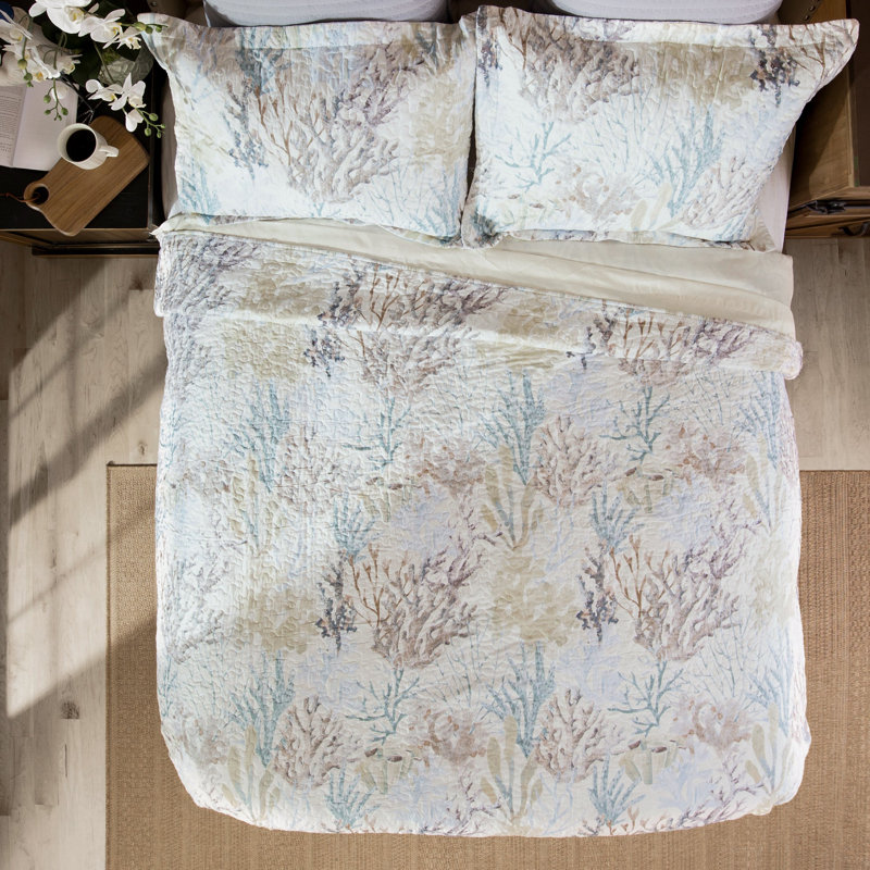 Summer Coastal 3-piece King quilt set, King Quilt + 2 King Shams