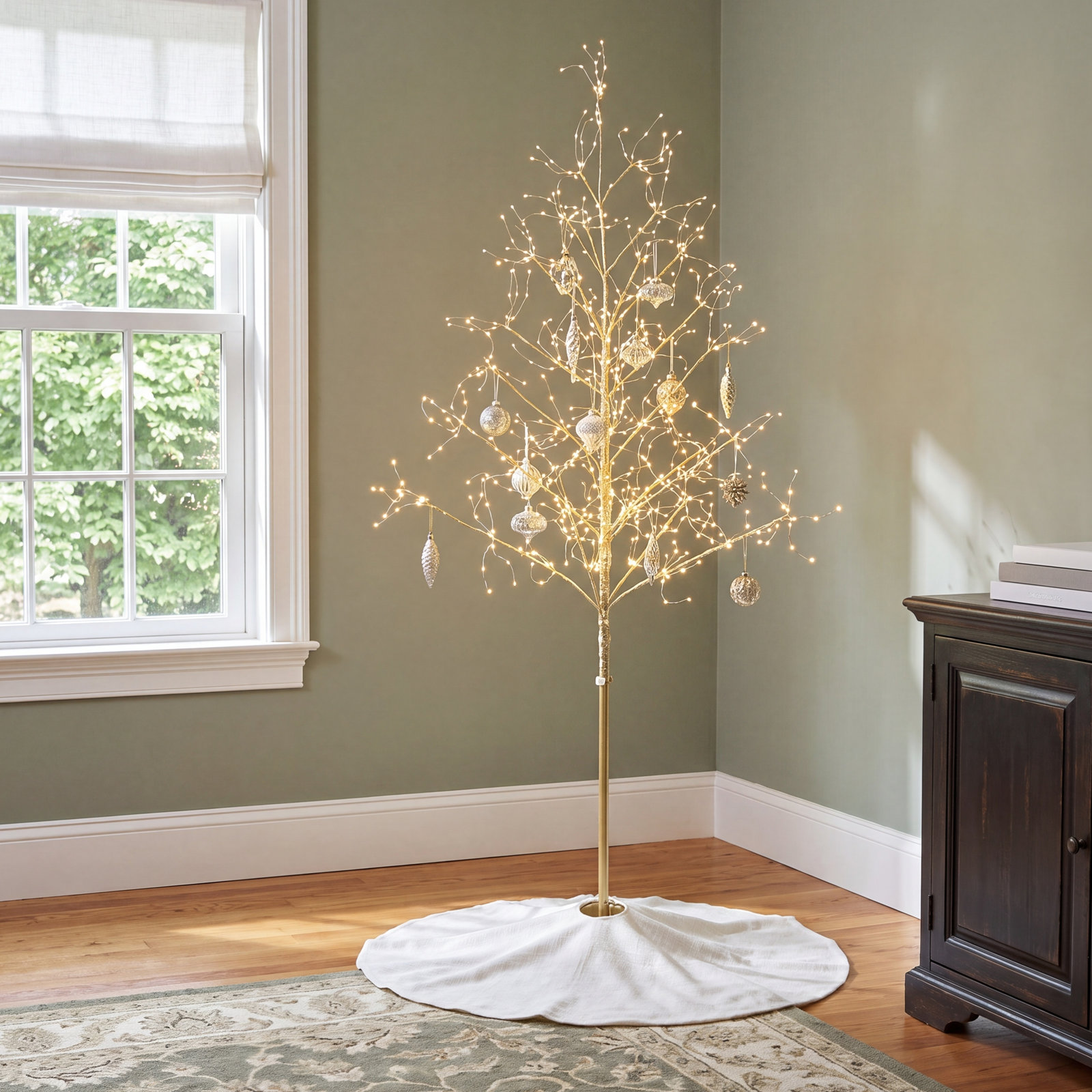 Warm LED Lighted Metal Tree, 5'