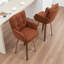 Swivel Upholstered Counter Stool with Solid Wood Frame-1955858765