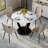 Table And Chair Set.42 Inch Diameter Round Tempered Glass Pandora Marble Patterned Dining Table - V-Shaped MDF Legs.Paired With 4 Gray Artificial PU Chairs With Curved Widened Cushion Design.