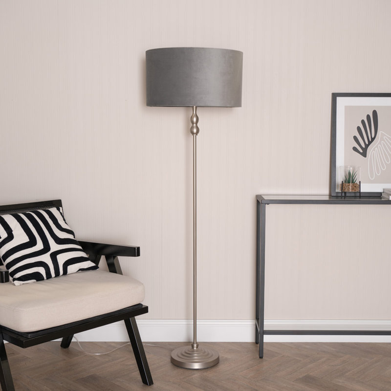 Travilah 151cm Traditional Floor Lamp, Brushed, Yes, Grey/Chrome