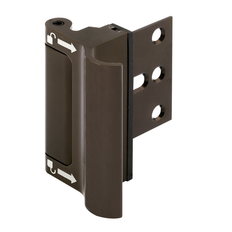 New and Improved Door Reinforcement Lock, Solid Brass with Integral Pull (Single Pack), Bronze