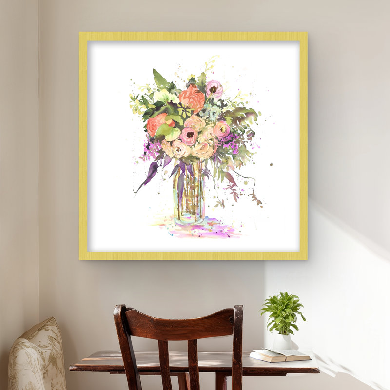 Bouquet romantique - Impression encadrée de feuilles pour la décoration intérieure