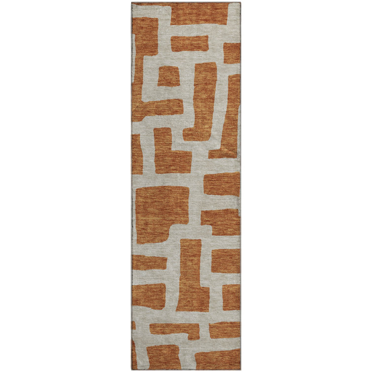 Premium Machine Washable Prisco Terracotta Rug
