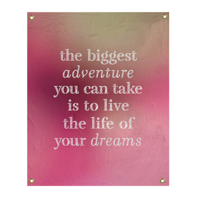 Tapisserie en polyester, le plus grand témoignage de citation adventure, H 80 po x l 59 po, Lueur rose