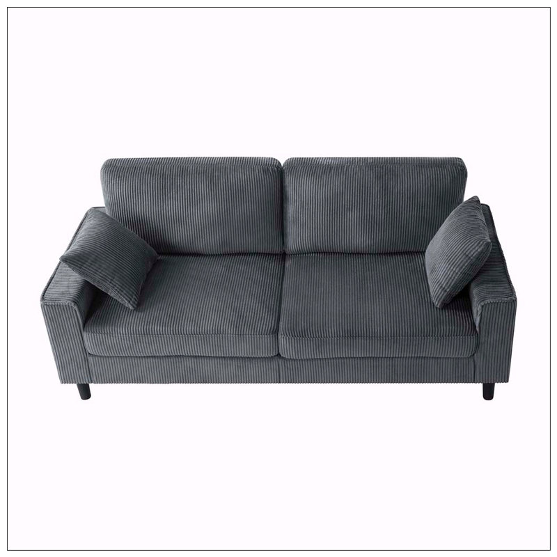 Canapé 81,8 po Corduroy, canapé 2 places avec structure robuste en fer et en bois, Gris