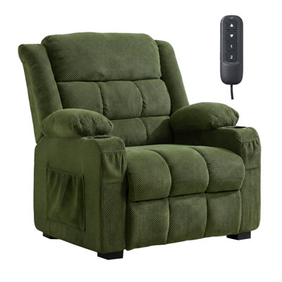 Fauteuil inclinable surdimensionné, canapé inclinable électrique, fauteuil avec accoudoirs pour adultes, assise de 66 cm de large, fonction de mémorisation de la posture, télécommande, revêtement texturé, deux porte-gobelets et port USB pour salon.