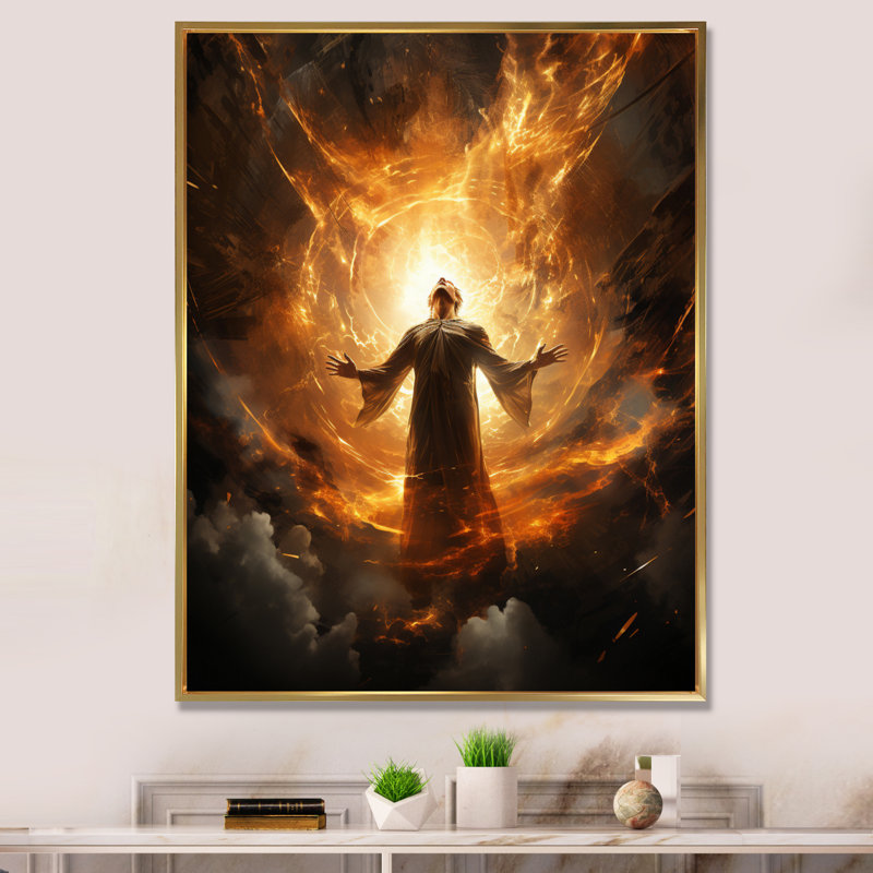 «Powerful Superhero II - Superheros», reproduction sur toile, Cadre flottant doré, H 32 po x l 16 po x P 1 po