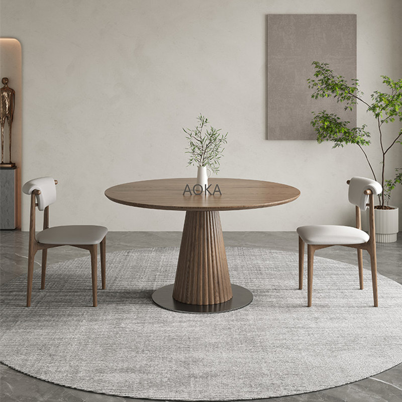 Egidia Ash Round Solid Wood Top Dining Table, 29.5"H x 47.2"L x 47.2"W