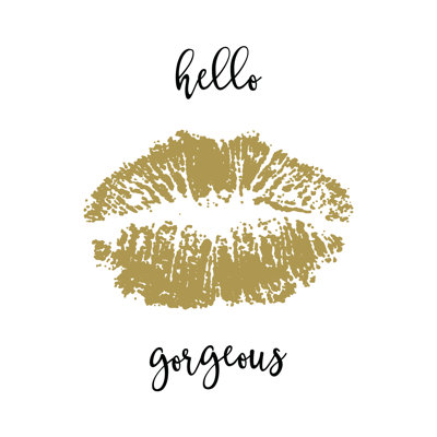 Hello Gorgeous Gold Lips - Wrapped Canvas Print