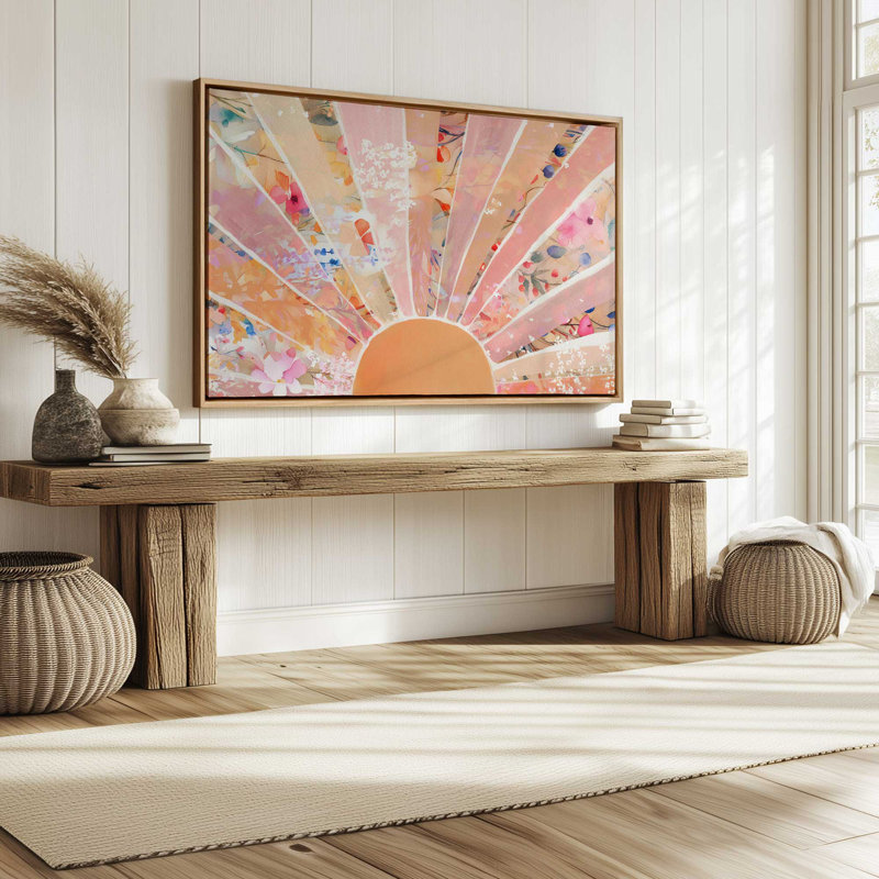 Doux soleil sur toile imprimé floral, H 24,75 po x l 36,75 po, Blanc opaque, 1