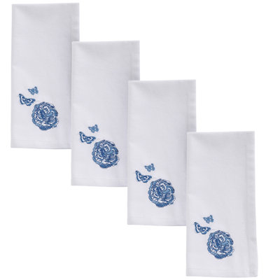 Patricia Heaton Home Blue Celine Embroidered Napkin Set of 4