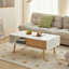Table basse, porte coulissante pour le rangement, pieds en bois massif, table moderne pour le salon-1024713611