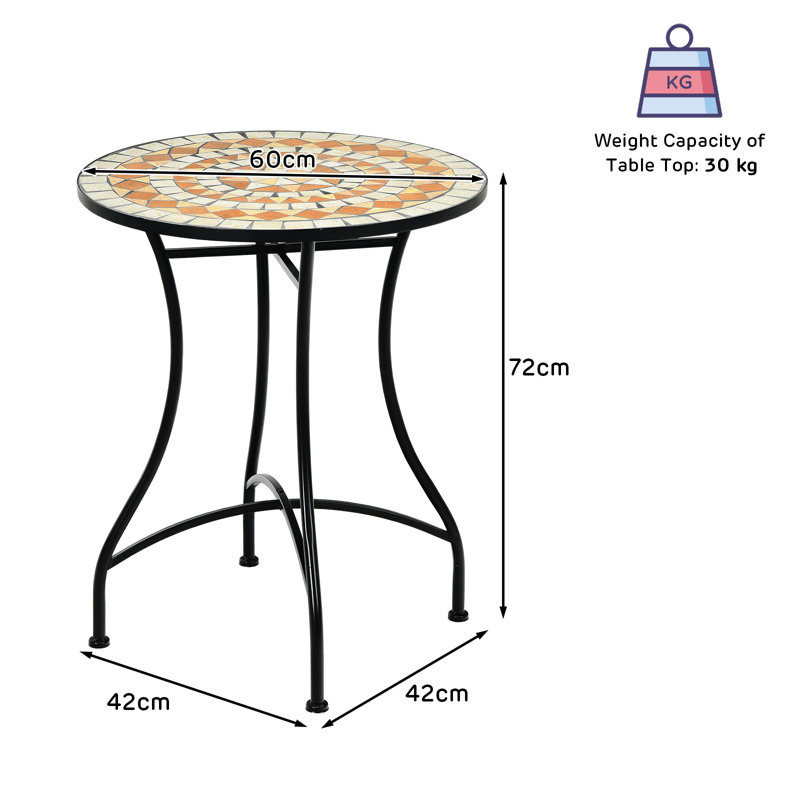 Nakagawa Round Metal Outdoor Bar Table , 60cm cm W 60cm cm D
