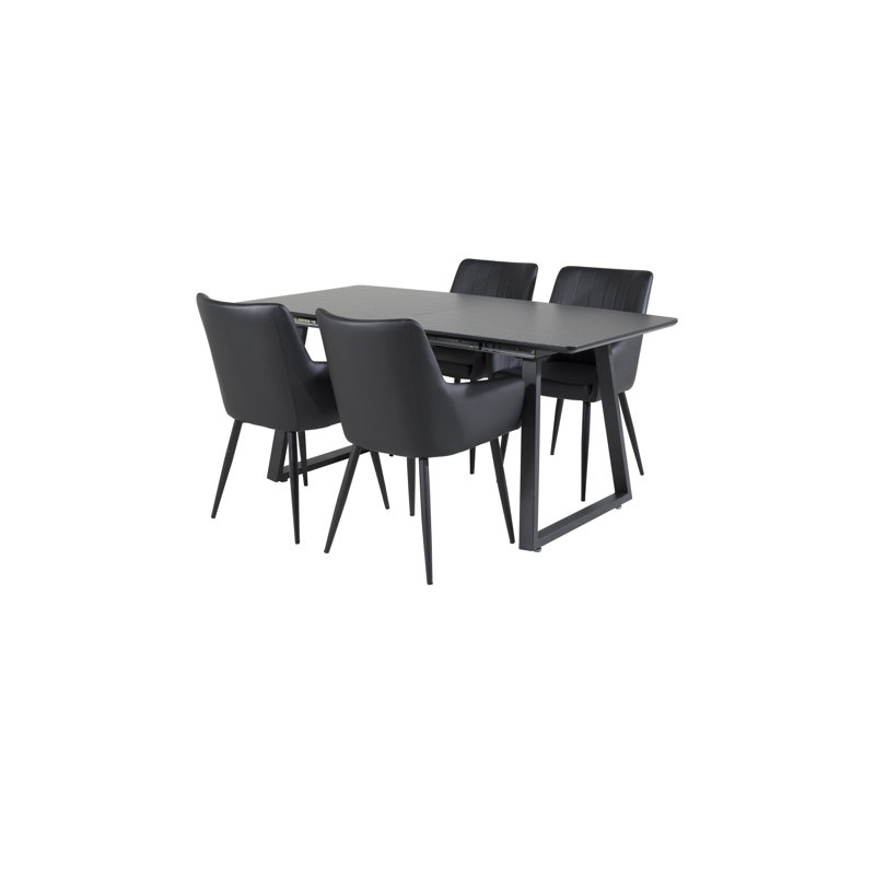 Zebediah 4 - Person Dining Set, Black, Black, Black