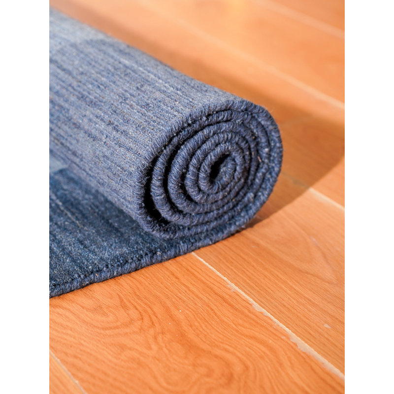 Kenshawn Hand-Knotted Wool Eco-Friendly Area Rug - Square | Blue Color | Contemporary Modern Design | High Pile Thick Handmade Anti Skid Rugs for Living Room