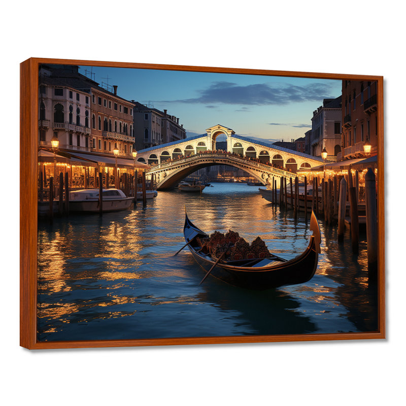 Italie, pont du Rialto Ponte II - Italie, art mural, H 30 po x l 40 po x P 1,5 po, Brown Floater Framed