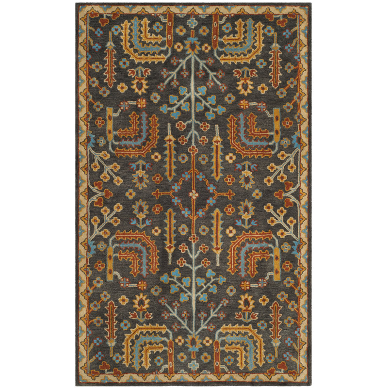 Tapis gris anthracite en laine touffeté à la main Boyd, Rectangle 6 pi x 9 pi