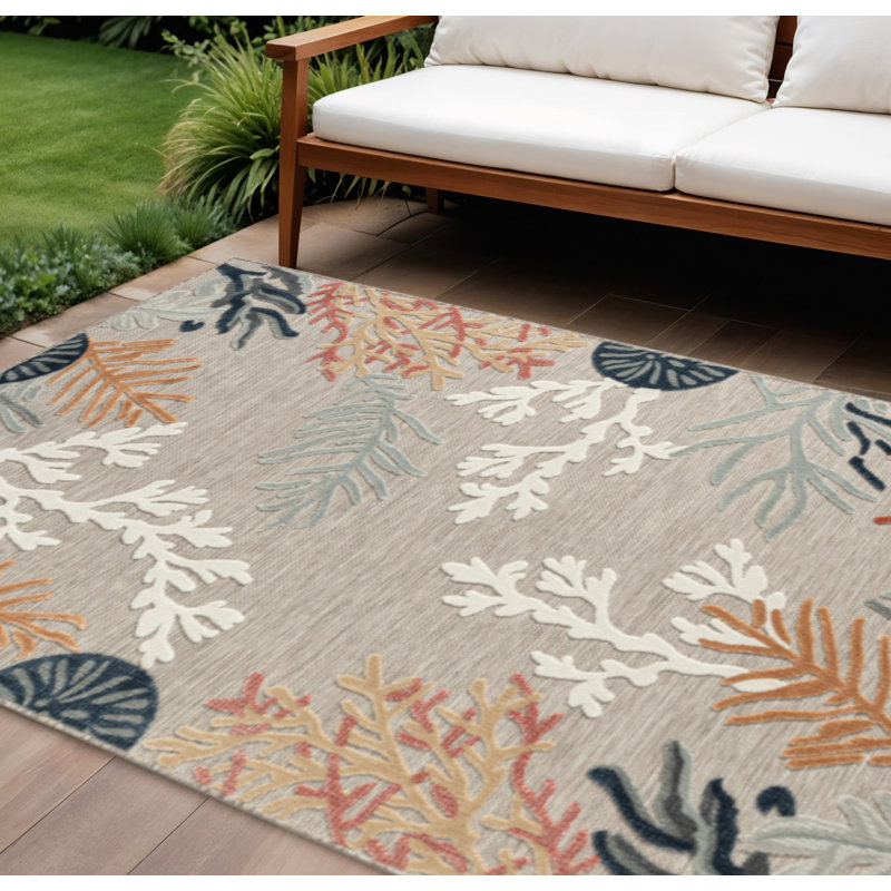 Tapis d'extérieur abstrait bleu et gris 8 pi x 10 pi résistant aux taches