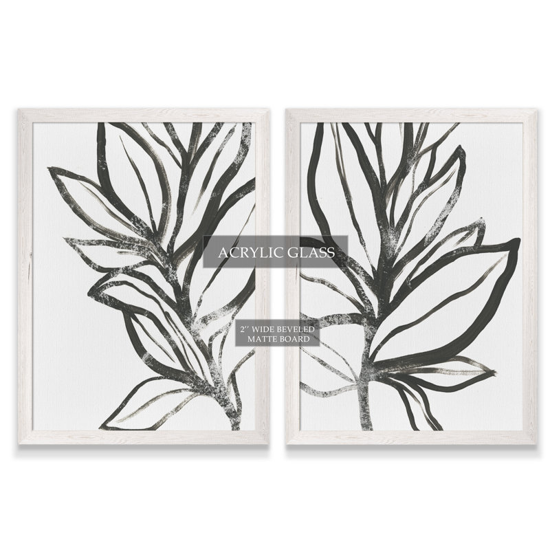 «Leaf Instinct I» par Vincent Van Gogh - ensemble de 2 reproductions d'art encadrées, H 24 po x l 18 po , Blanc