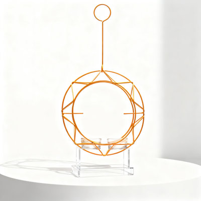 Sun-Shaped Baltimore Oriole Feeder For Outdoors, Metal Bird Feeder With Jelly Cups And Orange Spikes, UV-Resistant Powder-Coated Steel Construction, I