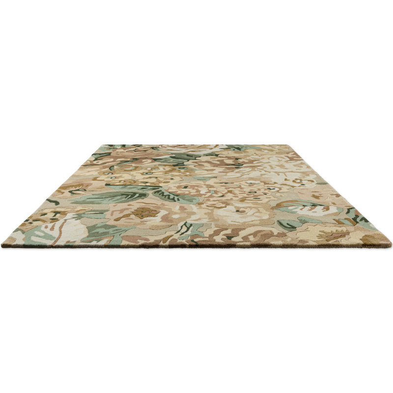 Hand Tufted Wool Floral Area Rug in Birch, Rectangle 4'7" x 6'7"