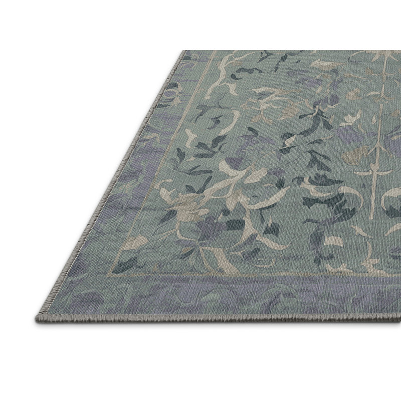 Machine Washable Gray Area Rug, Round 8'