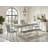 6-pc dining room table set contains a linen white (off-white) mid-century table a dinette bench and 4 dark Gotham grey linen fabric modern chairs with high back - wire brushed black finish-324851147-394128447