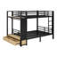 Lit superposé en métal pour les adolescents avec tablettes de rangement, tiroirs et panneau perforé-1206340564