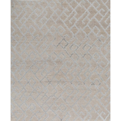 Tapis gris clair noué à la main de haute qualité
