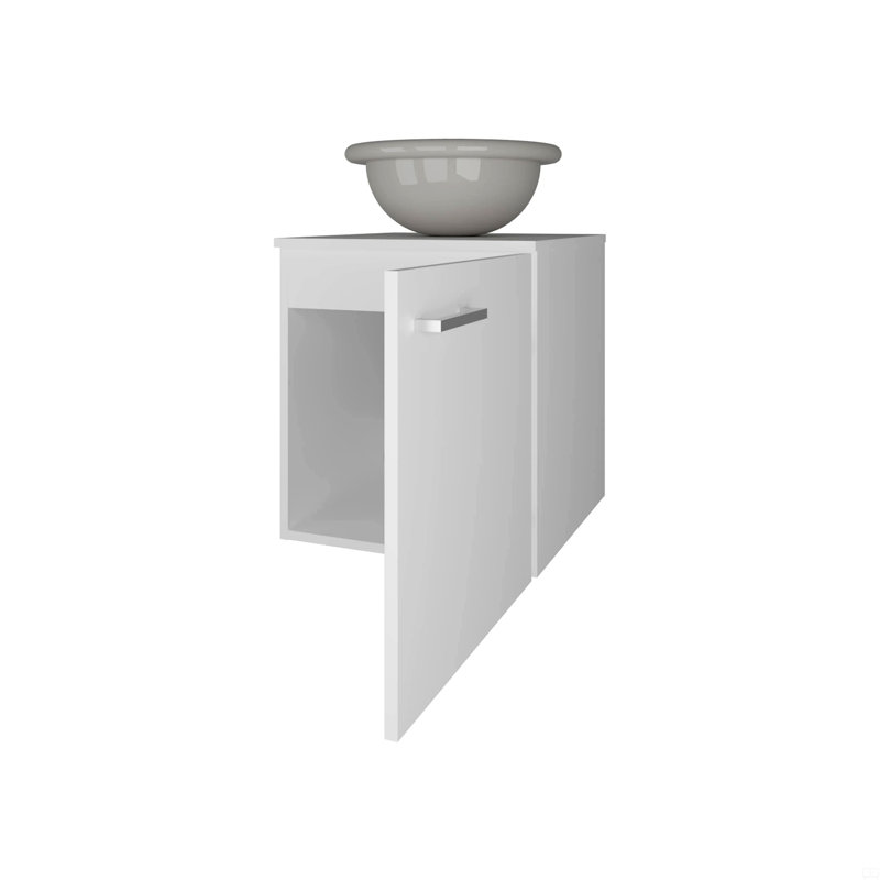 Meuble-lavabo de salle de bain avec lavabo intégré, Blanc