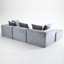Gris en velours côtelé, 4 sièges, conception compressée, sans assemblage, modulaire pour les espaces de vie confortables - siège avec réglage principal tout en douceur