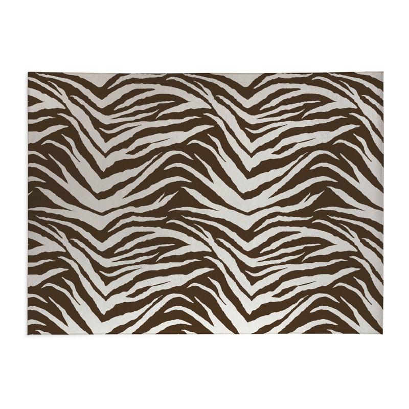 Zebra Patch Low Profile Kitchen Mat, Mocha Brown, Rectangle 4' x 6'