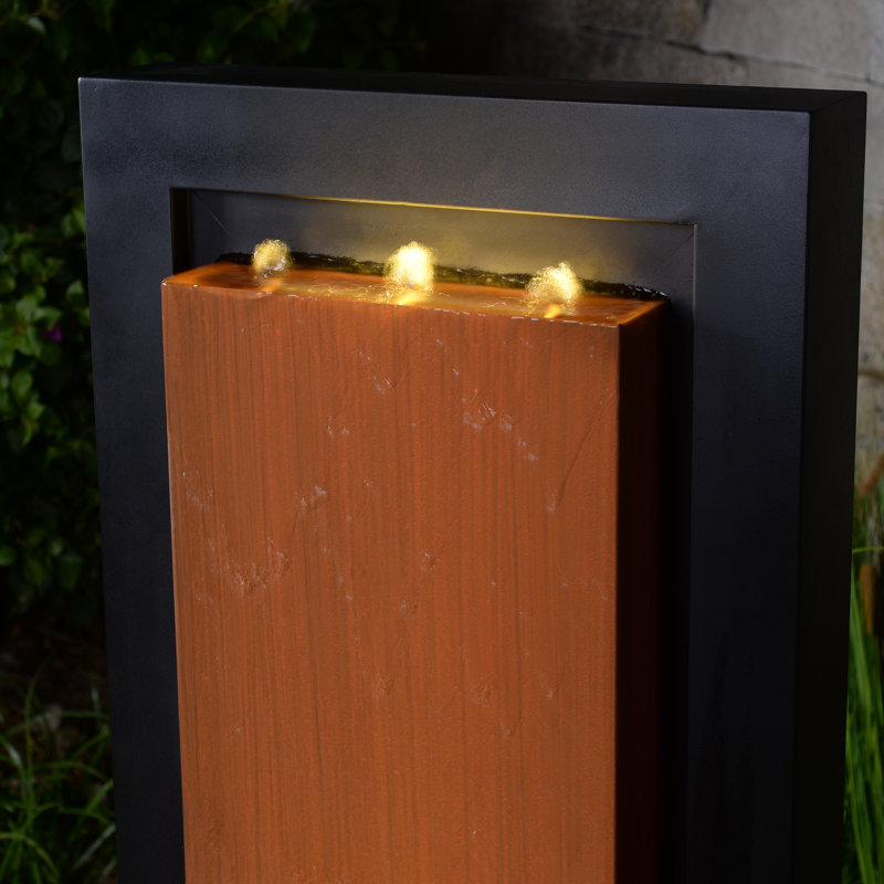  Zinc Metal Rainfall Fountain with LED Lights - Serenity in Motion, Orange
