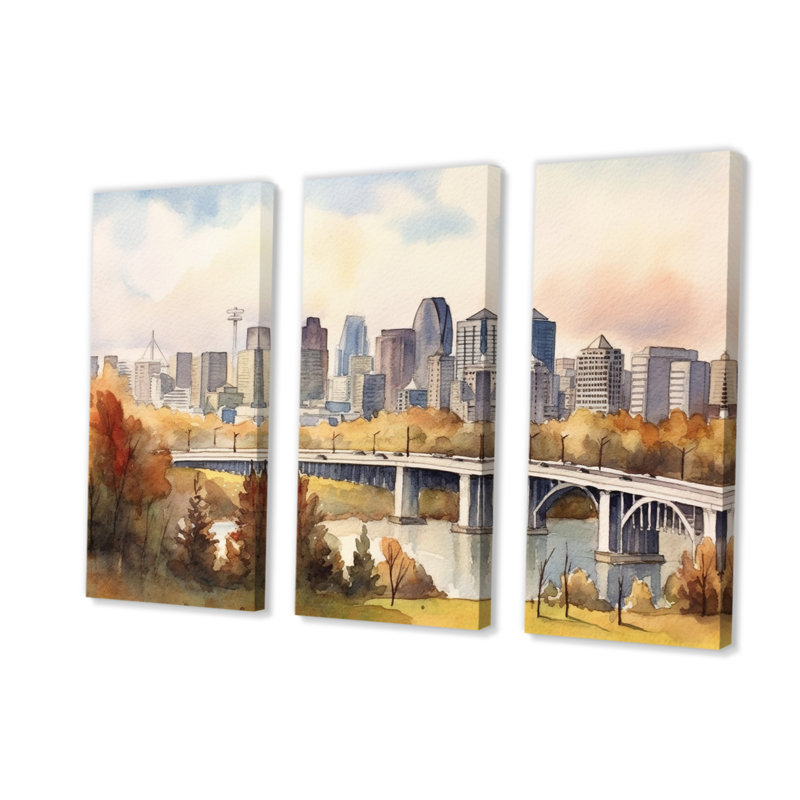 Edmonton, paysage sur toile, reproduction de 3 pièces, H 28 po x l 36 po x P 1 po