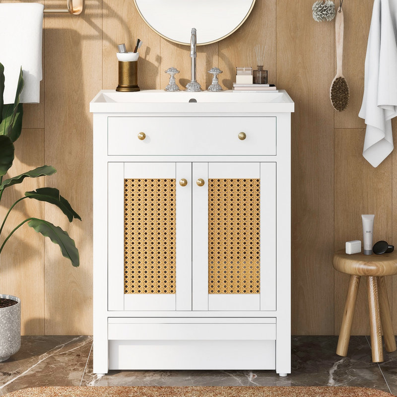 Meuble-lavabo simple avec plateau en résine 18,09 po Balcinde