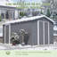 Remise de rangement extérieure grise en métal gris, portes doubles verrouillables et porte latérale, grande remise à outils ventilée et résistante aux intempéries pour patio