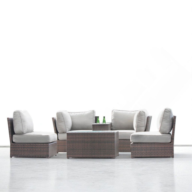 Fully Assembled 4-Person Outdoor Seating Set With Cushions, Gray Cushion/Gray Frame