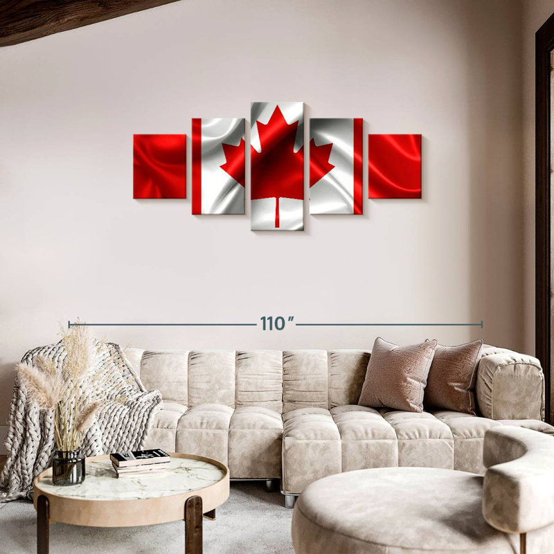 Silky Canadian Flag, 34" H x 74" W