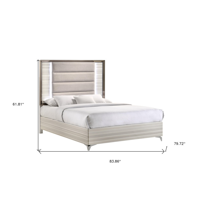 Star White King Bed With Led