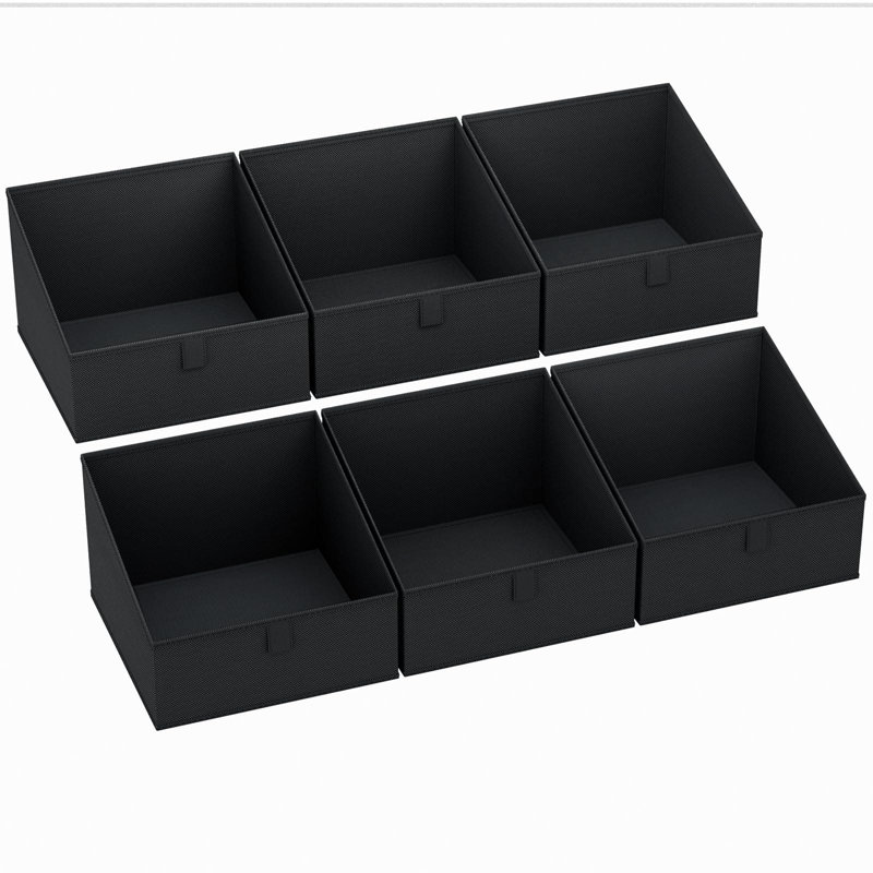 Trapezoid Storage Bins For Closet Shelves, Foldable Fabric Organizer Bins With Handles, Sturdy Shelf Storage Baskets For Toys, Books, Clothes And More, 6-Pack