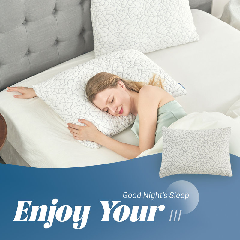  Soft Support Removable Memory Foam Cooling Pillow, Queen pillow: 20" x 28"