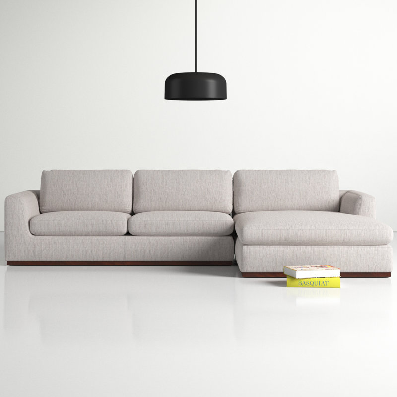 Marah Upholstered L-Shaped Sectional, Right Hand Facing, Aldred Silver Polyester Blend