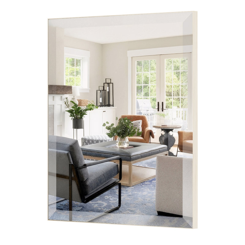 Aluminum Frame Bathroom Vanity Mirror,Tempered Glass Rectangle Wall Mirror, 24" x 36", Nickel
